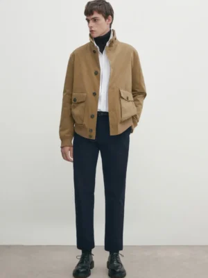 Cotton blend jacket with pockets