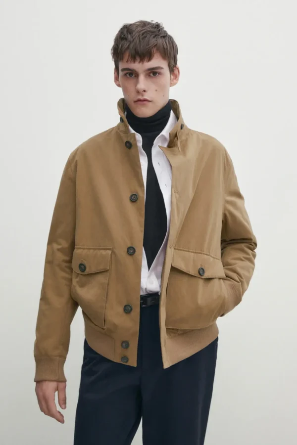 Cotton blend jacket with pockets