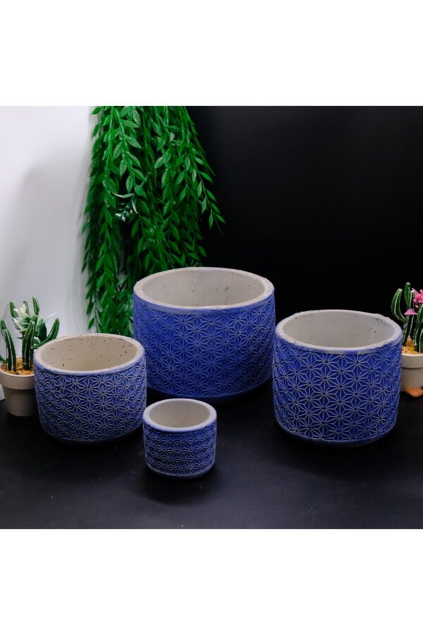 YILDIZ MOTİFLİ AHŞAP AYAKLI DEKORATİF SET BETON SAKSI