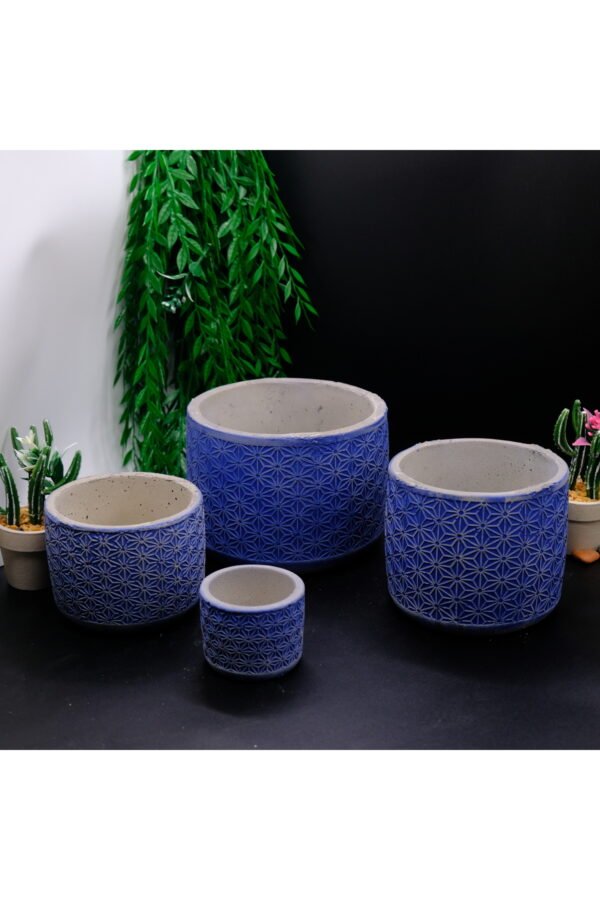 YILDIZ MOTİFLİ AHŞAP AYAKLI DEKORATİF SET BETON SAKSI
