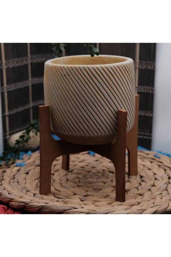 YAN ÇİZGİ MODEL AHŞAP STAND AYAKLI BETON SAKSI