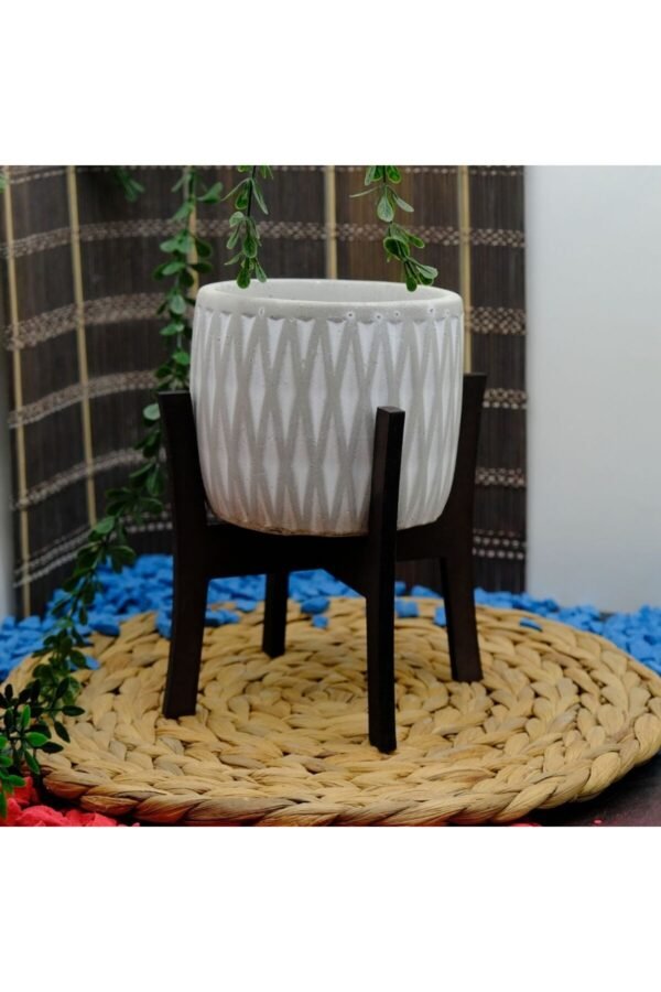 LOTUS DESEN AHŞAP STAND AYAKLI BETON SAKSI