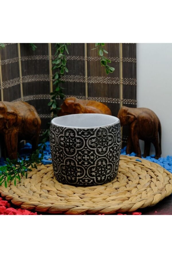 HİTİT MOTİFLİ AYAKLI DEKORATİF BETON SAKSI